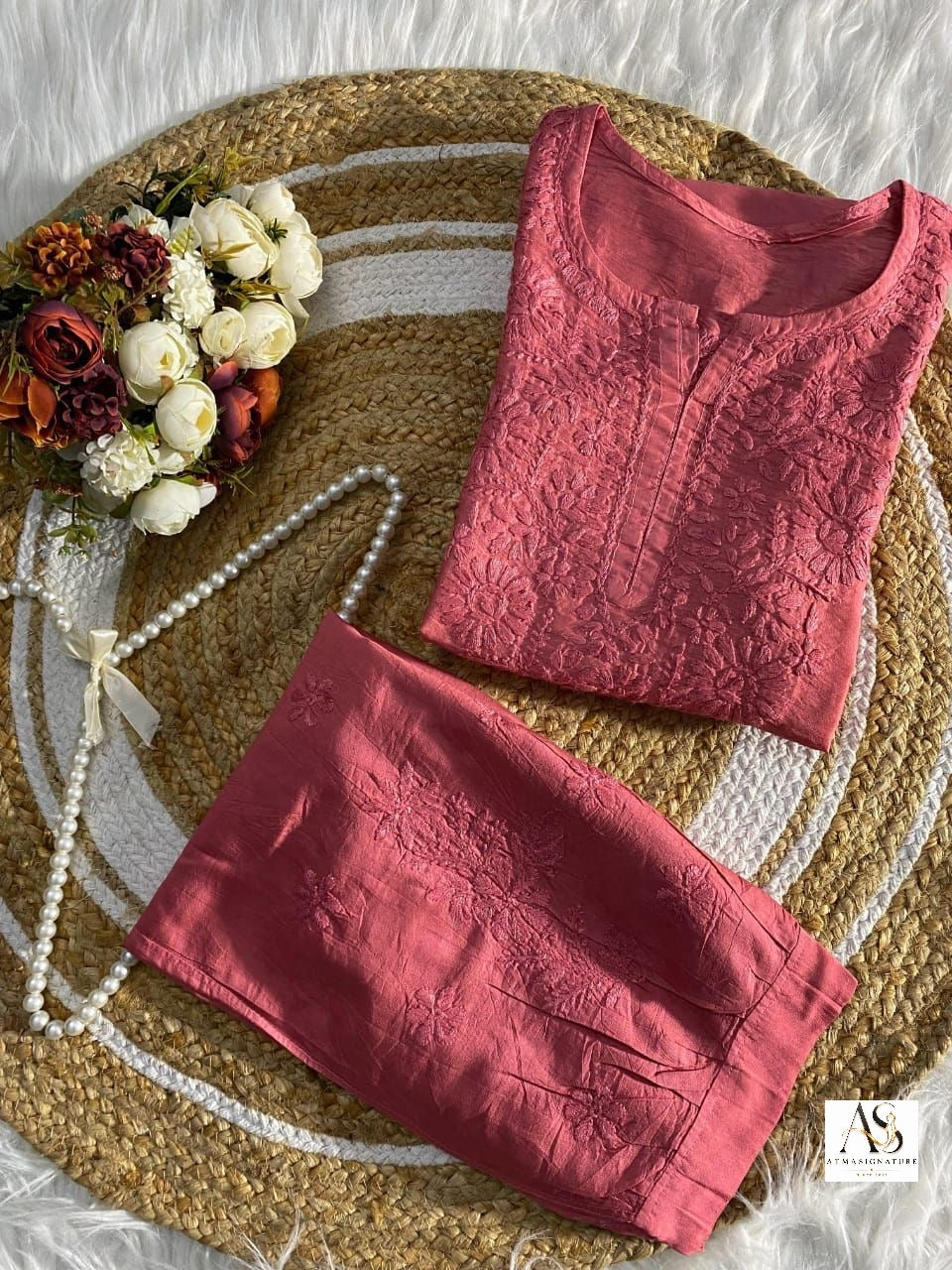 Aira Chikankari Kurti Afghani Pant Set