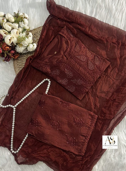 Surumi Chikankari Mukaish Suit Set