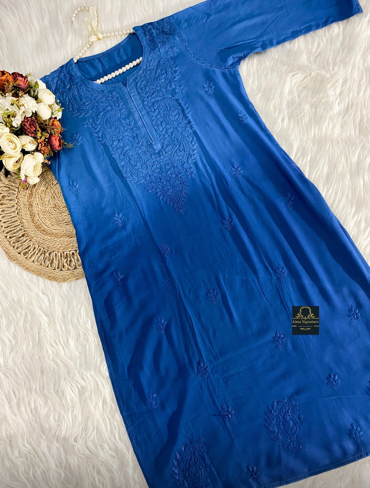 Ombre dyed chikankari kurti palazzo duppata set