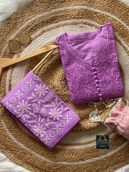 Soft dobby cotton kurti pant set