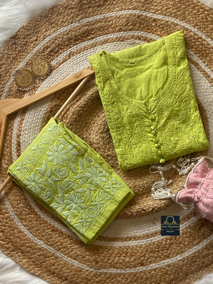 Soft dobby cotton kurti pant set