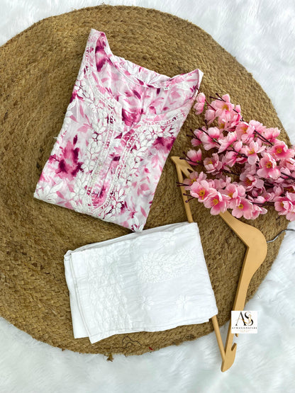 Soft Mal Cotton Chikankari Kurti