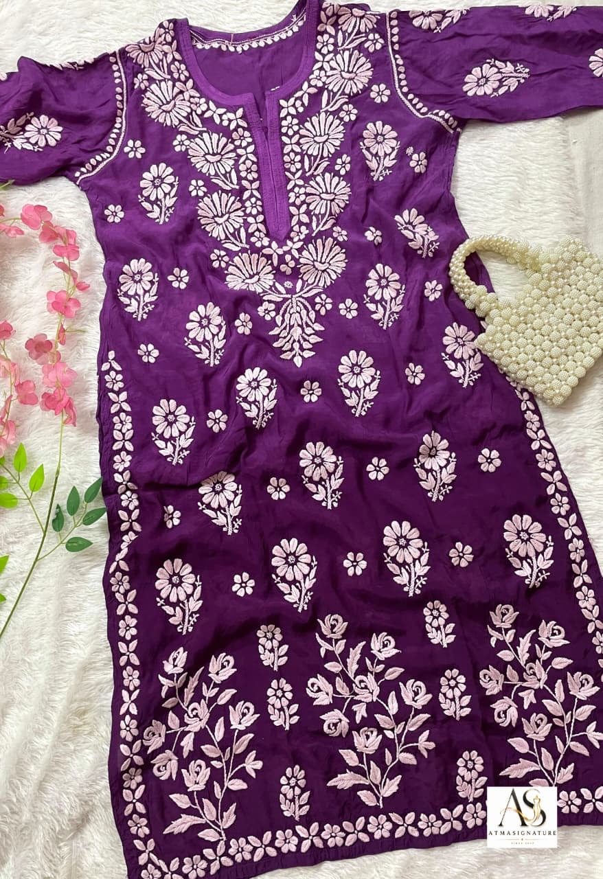 Premium muslin chikankari 3D kurti