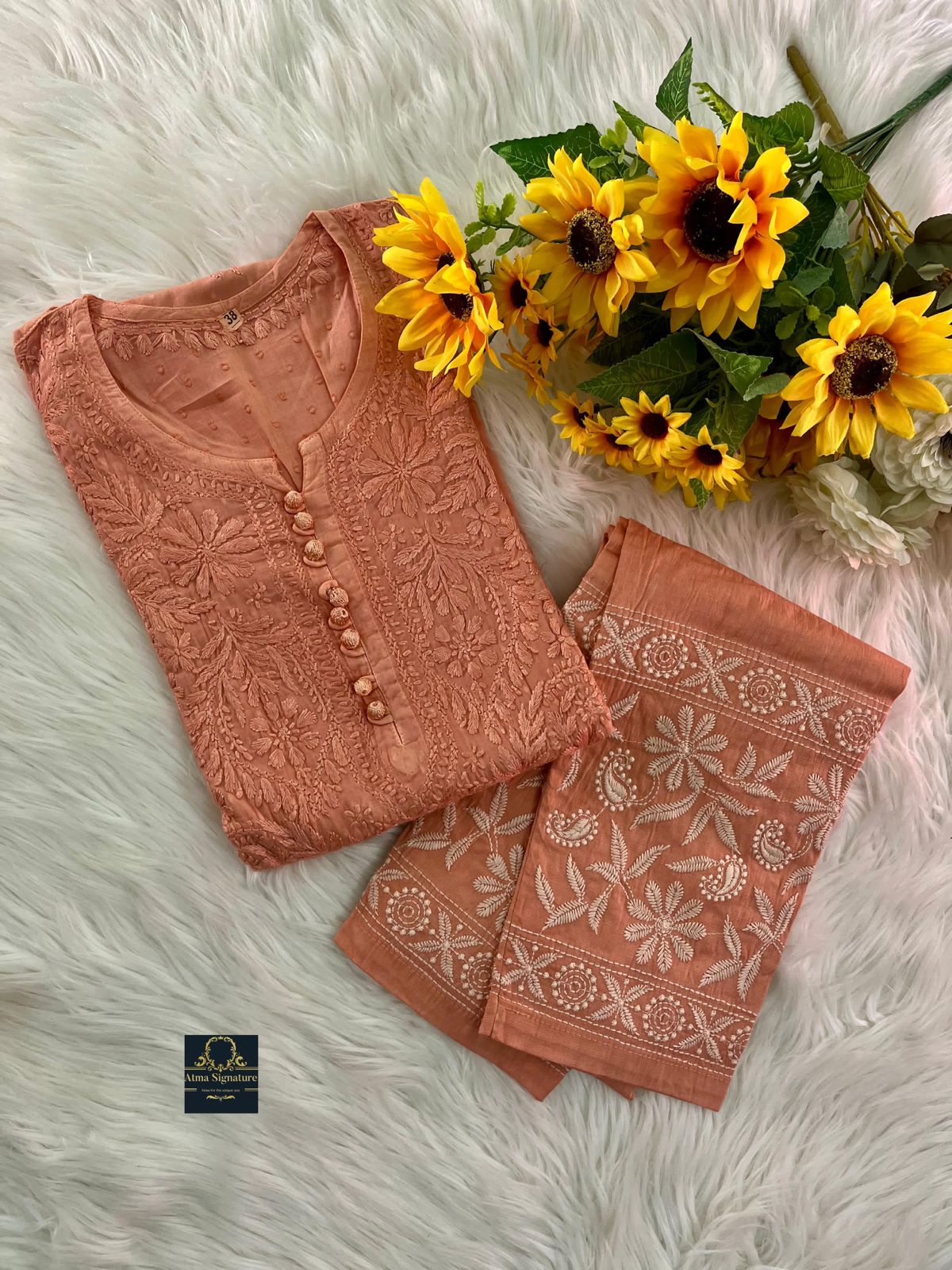 Soft dobby cotton kurti pant set