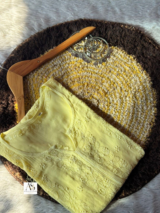 Premium Viscose Georgette Bhakiya Chikankari Kurti