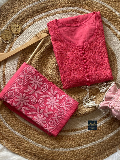 Soft dobby cotton kurti pant set