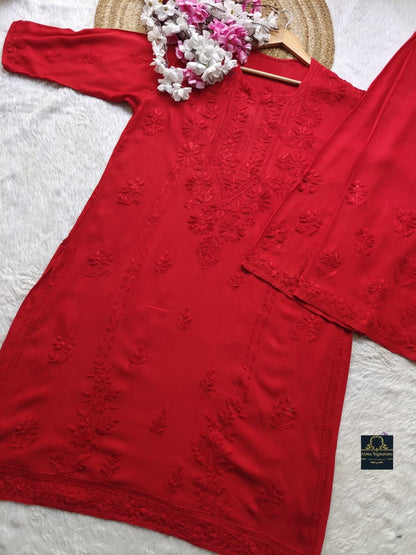 ✨ Handcrafted Rayon Chikankari Kurti Palazzo Set ✨