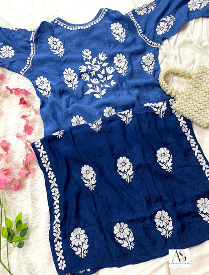 Premium muslin chikankari 3D kurti