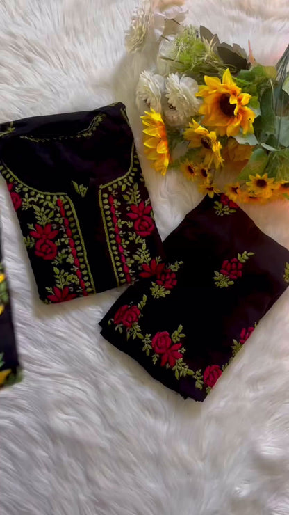 Soft rayon chikankari Kurti Palazzo set