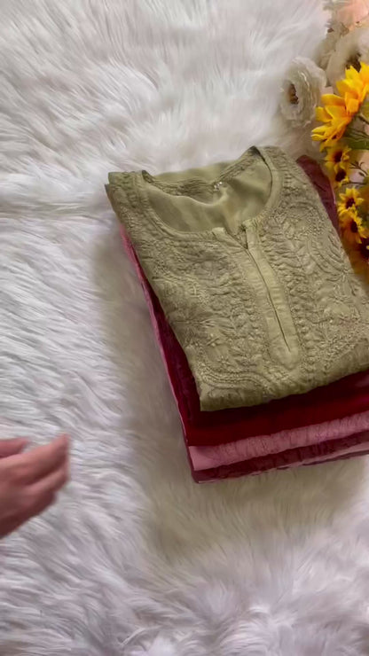 Timeless muslin silk chikankari kurti